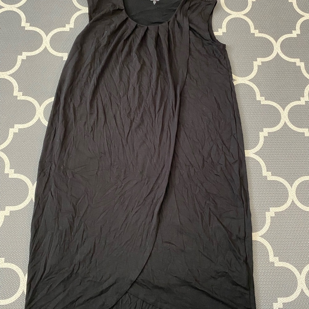 Garnet Hill Black Sheath Midi Dress Crew Neck Casual